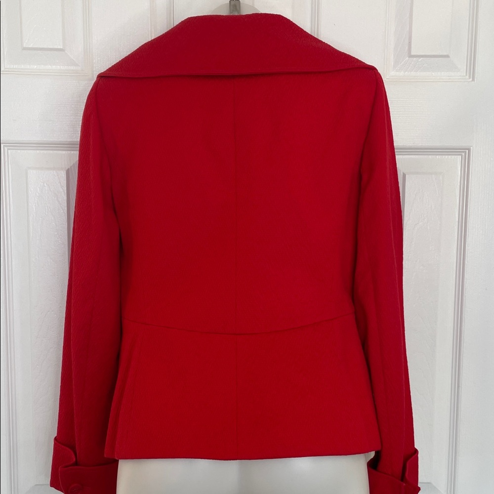 Ellen Tracy Solid Vibrant Red Double Breasted Lon… - image 7